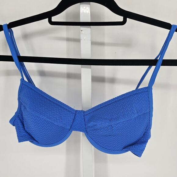 Vintage 1990s Baltex Womens Sz 10 Bikini Swimsuit Top Wired Blue - Picture 1 of 4